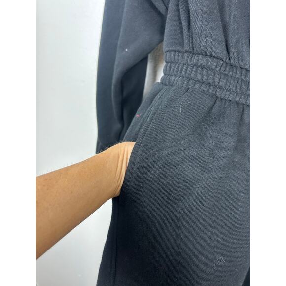 PINK Victoria's Secret Wide Leg Hooded Longsleeve Jumpsuit Black XS Athletic - Picture 7 of 8